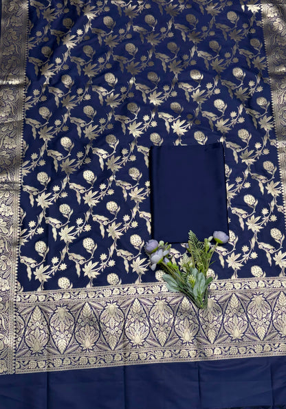 CKC 860 Banarasi Silk Navy Blue Suit Fabric / CKC Banarasi Edit