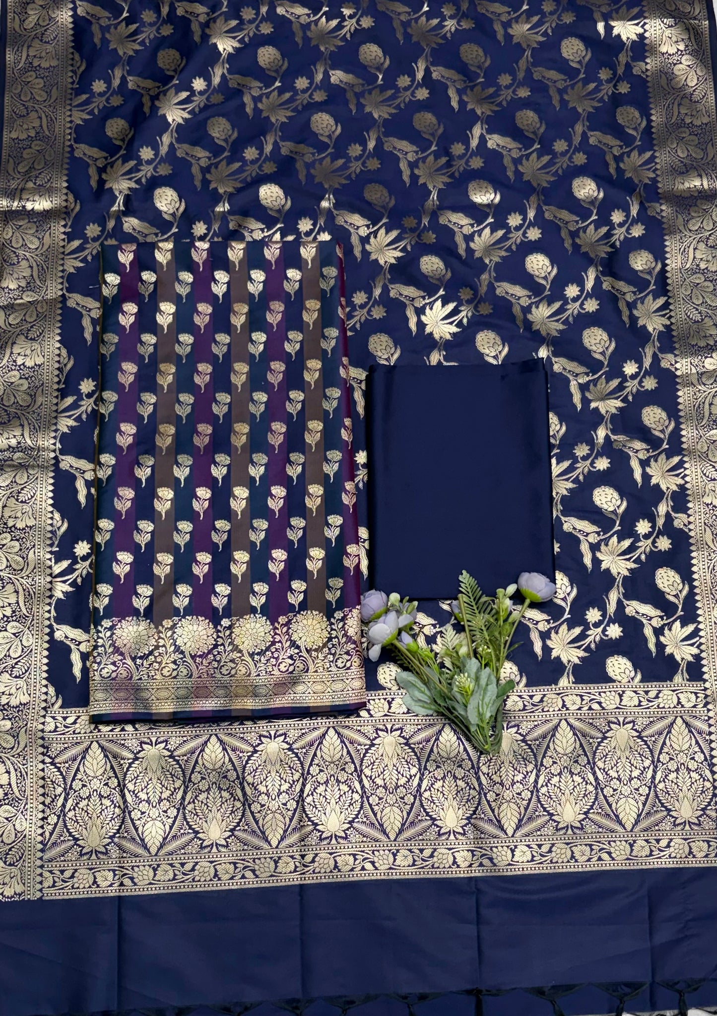 CKC 860 Banarasi Silk Navy Blue Suit Fabric / CKC Banarasi Edit