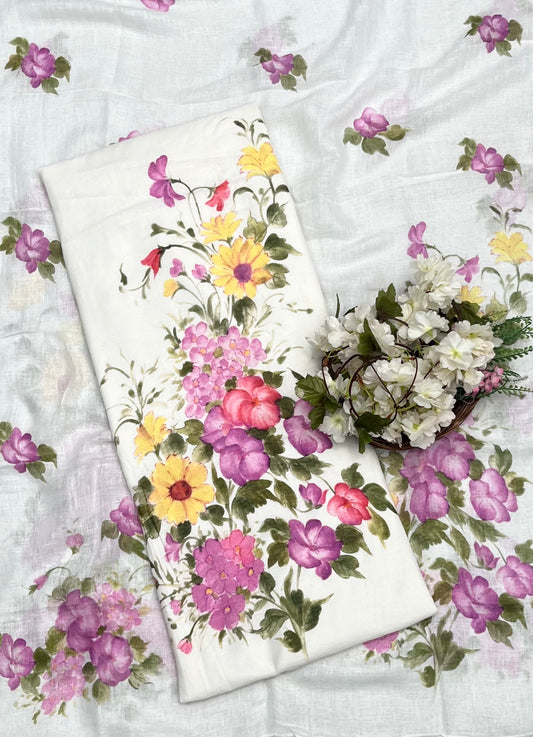 क्रेप गुलाबी सूट संग्रह / हाथ से पेंट किए गए सूट