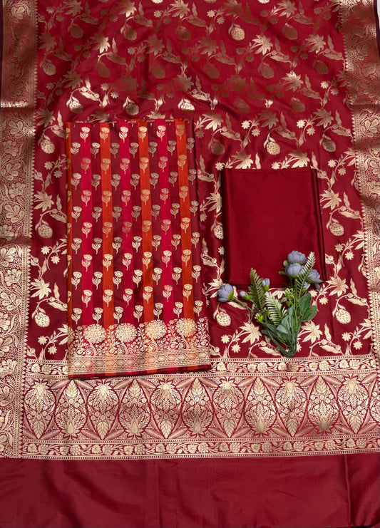 Banarasi Silk Red Suit Fabric / CKC Banarasi Edit