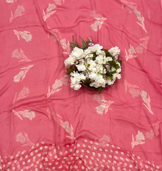 Georgette Polka Dot Carrot Red Suit Fabric / CKC Polka Story