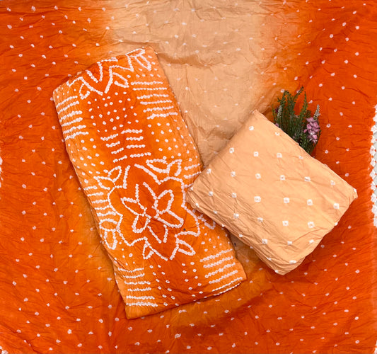 Jaipuri Orange Suit Fabric / CKC Jaipuri Suits