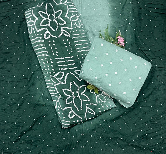 Jaipuri Peacock Green Suit Fabric / CKC Jaipuri Suits