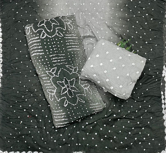 Jaipuri Grey With Black Suit Fabric / CKC Jaipuri Suits