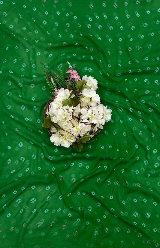 Jaipuri Georgette Green Suit Fabric / CKC Jaipuri Suits