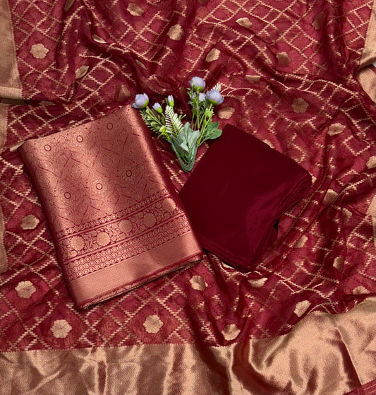 Brocade Maroon Suit Fabric / CKC Banarasi Edit