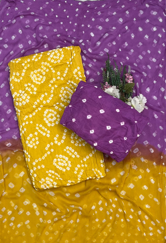 CKC 426 Jaipuri Yellow With Purple Suit Fabric / CKC Jaipuri Suits