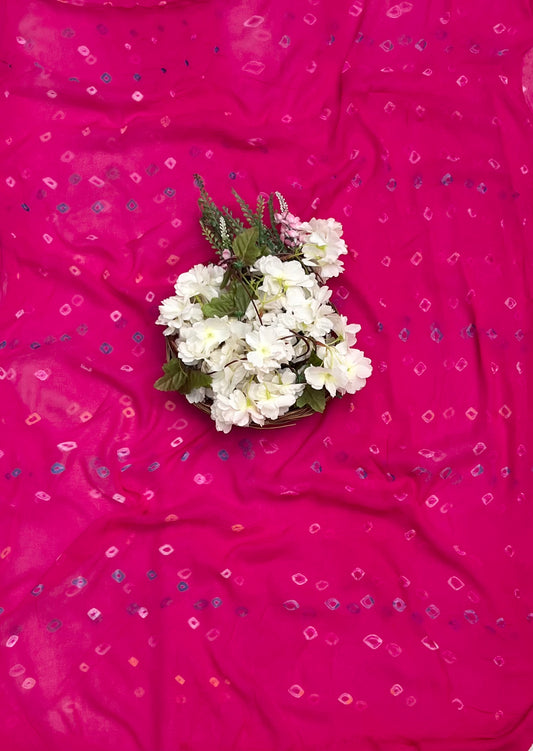 Jaipuri Georgette Hot Pink Suit Fabric / CKC Jaipuri Suits