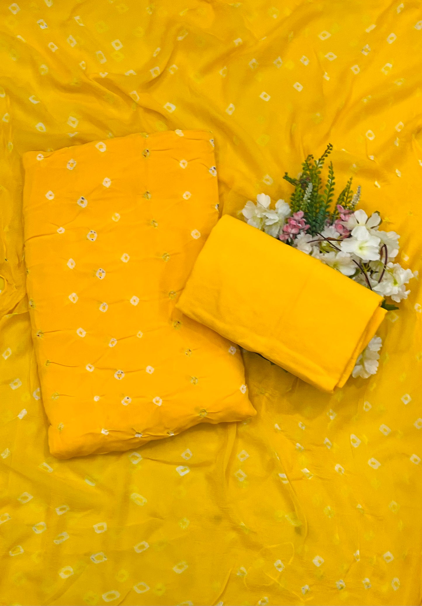 CKC 813 Jaipuri Georgette Yellow Suit Fabric / CKC Jaipuri Suits