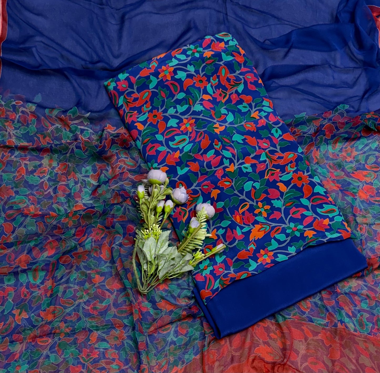 Ckc 86A Crepe Navy Blue Suit Fabric/ Phoolon Ka Ghar