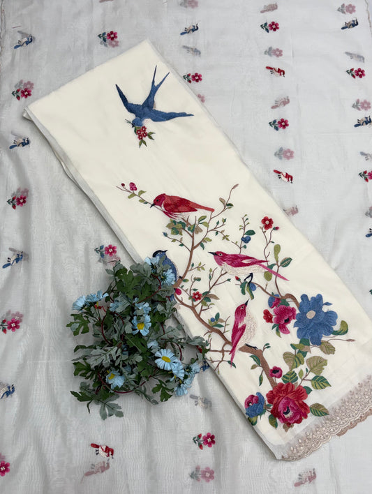 क्रेप गुलाबी सूट संग्रह / हाथ से पेंट किए गए सूट