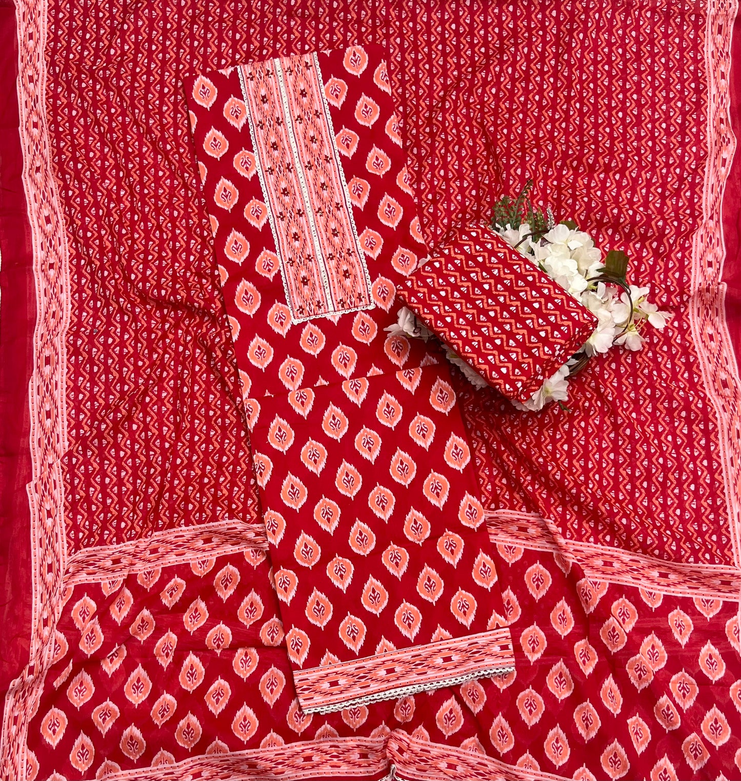 19 Cotton Red Suit Fabric / CKC Cotton Bazaar