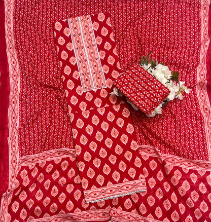 19 Cotton Red Suit Fabric / CKC Cotton Bazaar