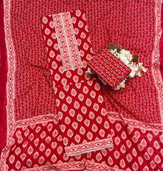 CKC 19 Cotton Red Suit Fabric / CKC Cotton Bazaar