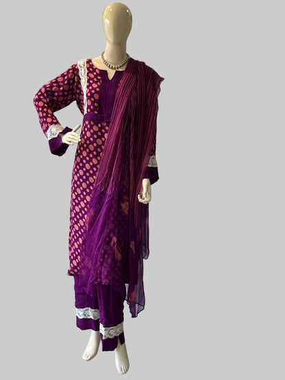 842B Crepe Polka Dot Purple Stitched Suit / CKC Stitched Suits