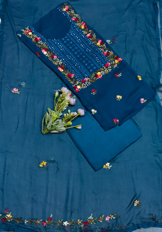 Ckc 267 Georgette Navy Blue  Suit Fabric / CKC Georgette Suits