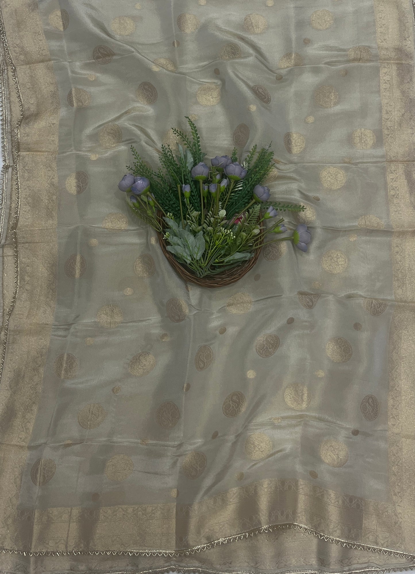 847B Shimmer Banarasi Silver-Grey Suit Fabric/ CKC Banarasi Edit