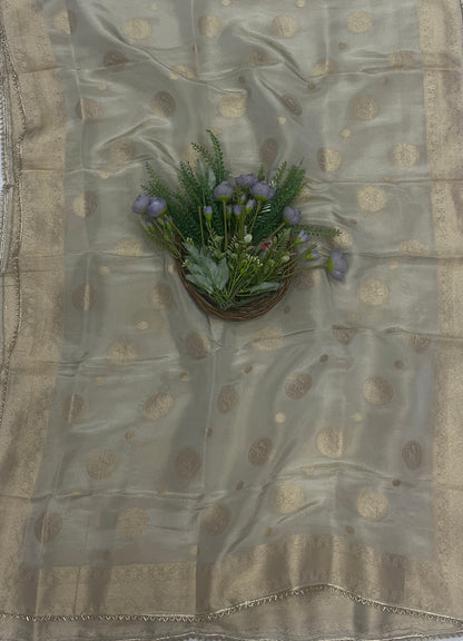 847B Shimmer Banarasi Silver-Grey Suit Fabric/ CKC Banarasi Edit