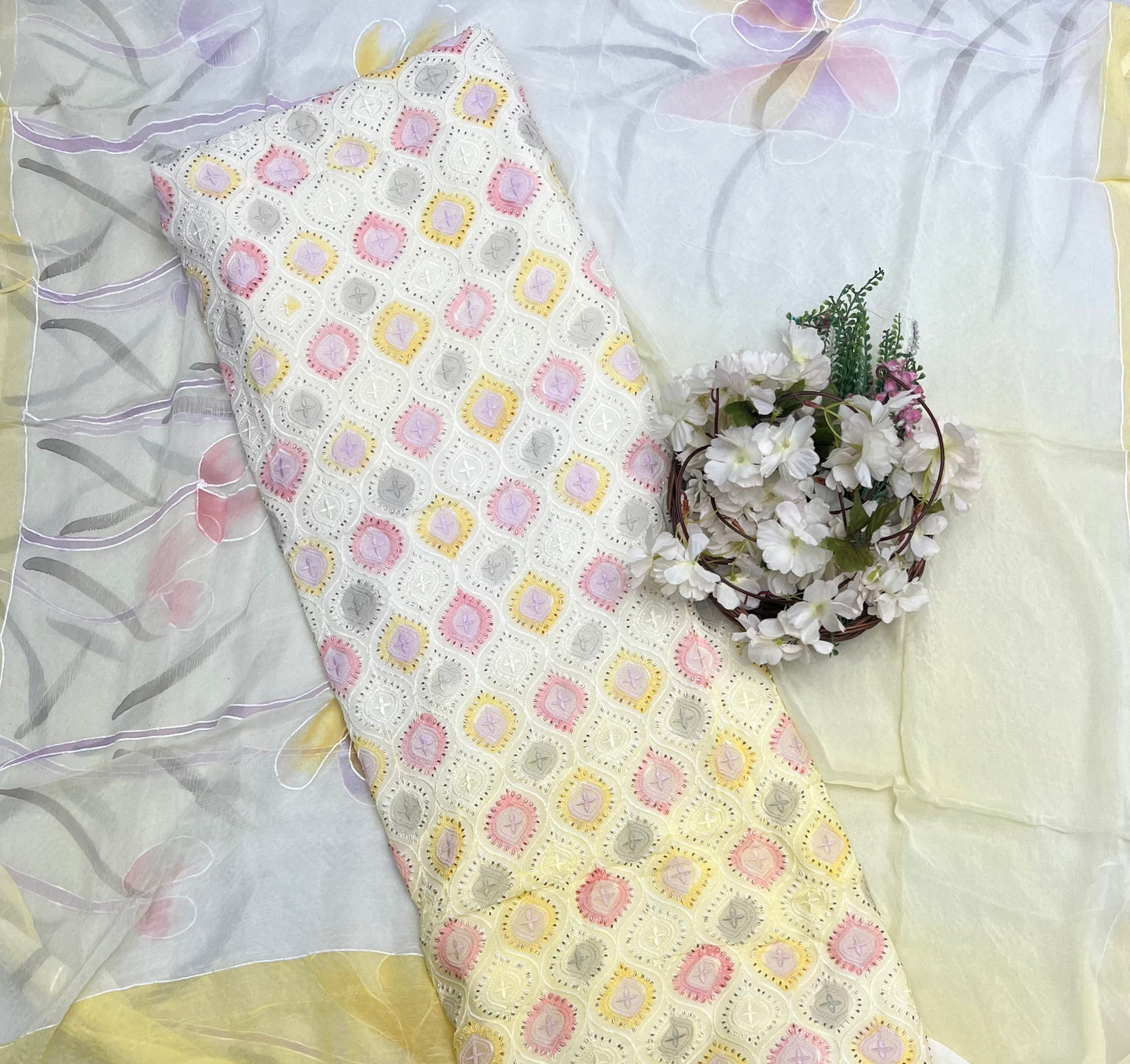 691 Georgette Lemon Suit Fabric / CKC Georgette Suits