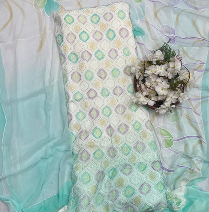 CKC 686 Georgette Sea Green Suit Fabric / CKC Georgette Suits