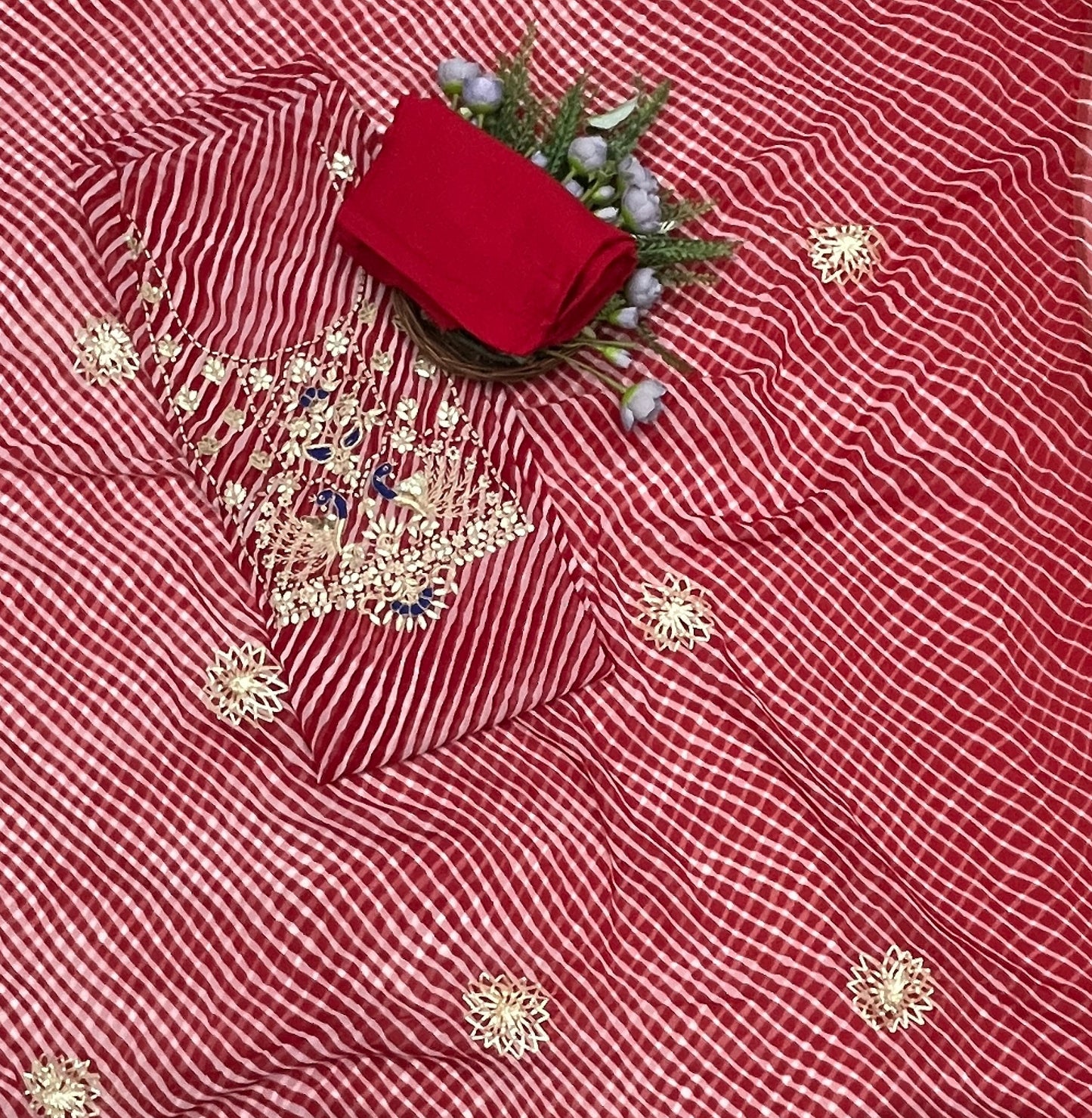 844B Georgette Red Suit Fabric / CKC Georgette Suits