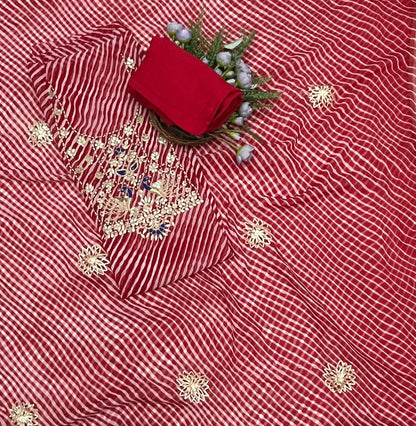 844B Georgette Red Suit Fabric / CKC Georgette Suits