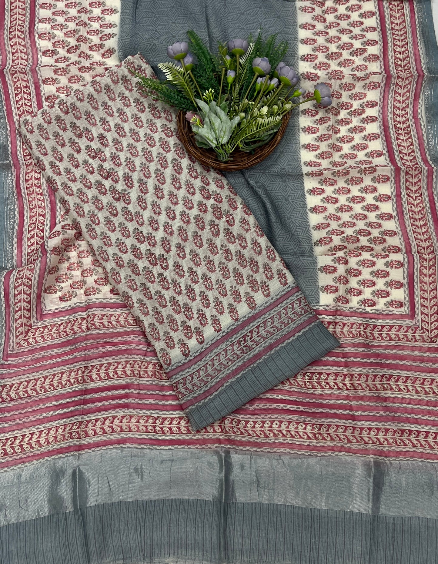 858B Pure Mul Cotton  Color Grey Suit Fabric / CKC Mul Cotton