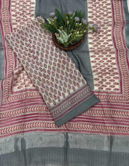 858B Pure Mul Cotton  Color Grey Suit Fabric / CKC Mul Cotton
