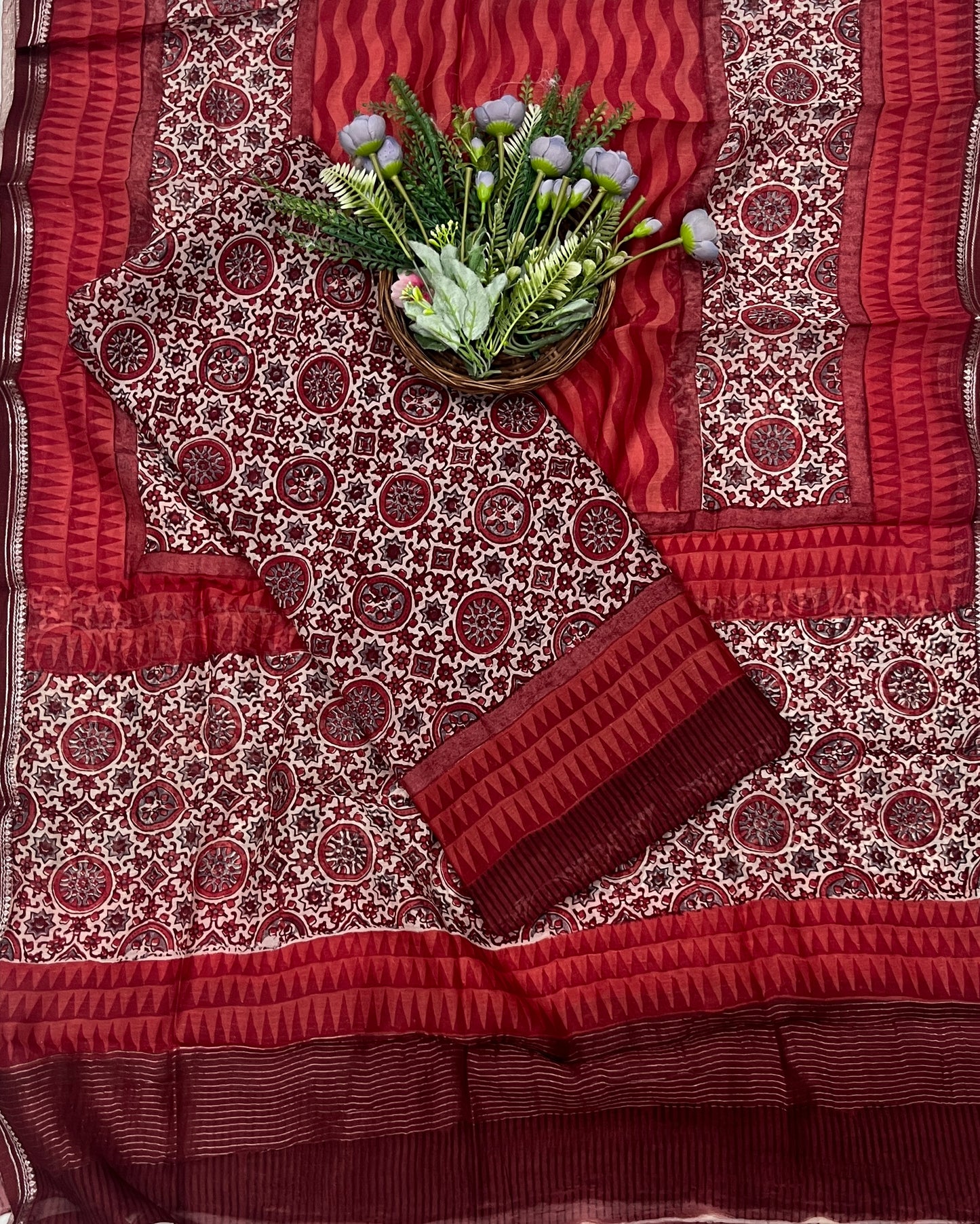 864B Pure Mul Cotton Maroon Suit Fabric / CKC Mul Cotton