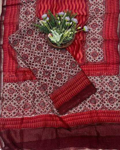 864B Pure Mul Cotton Maroon Suit Fabric / CKC Mul Cotton