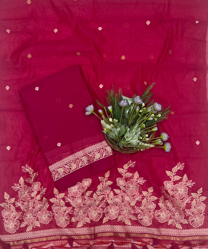 910B Jamdani Dark Magenta Suit Fabric / CKC Jamdani Suits