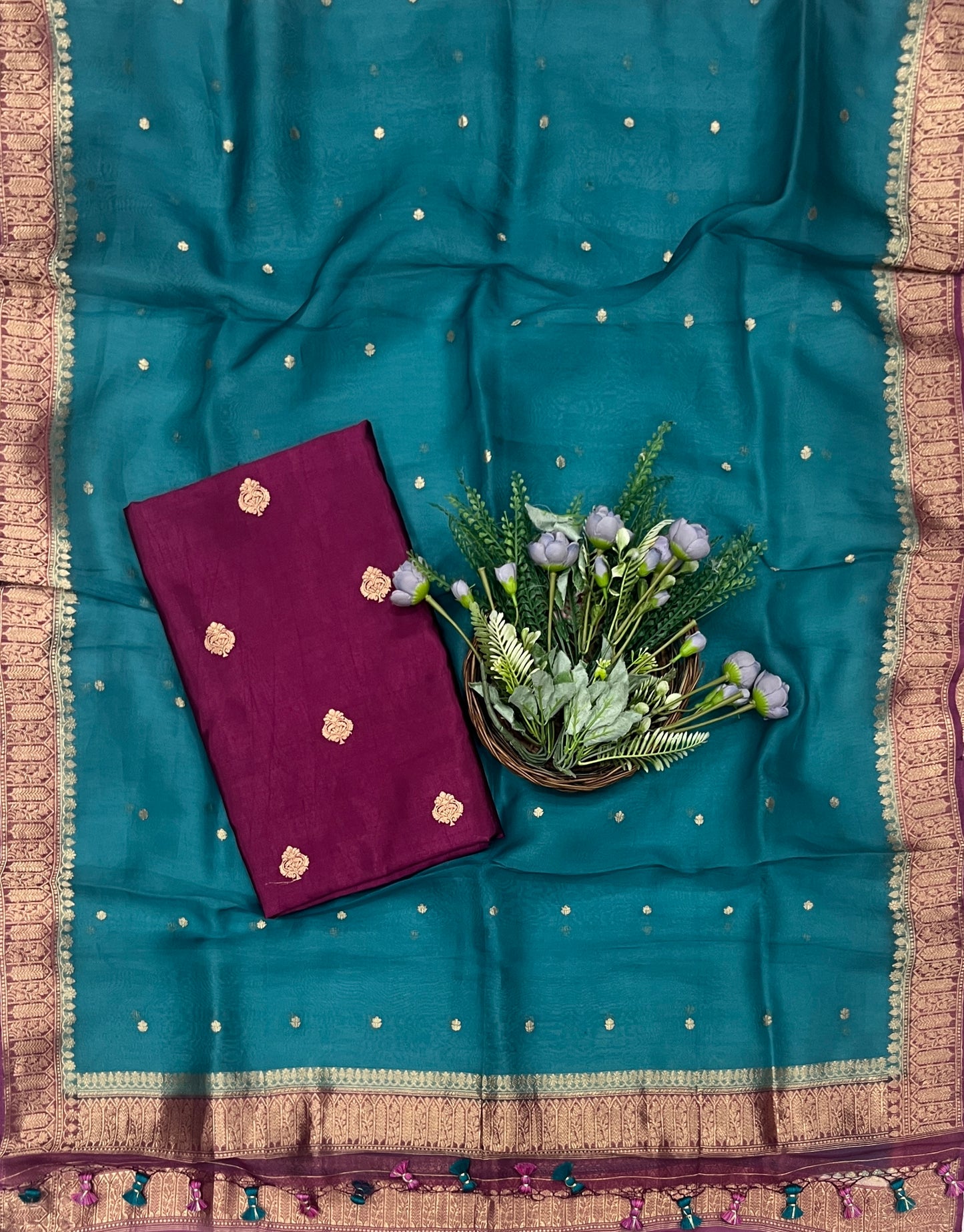 913B Pure Silk Wine Suit Fabric/ CKC Banarasi Edit