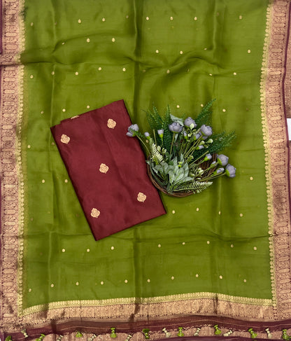 912B Pure Silk Dusty Brown Suit Fabric/ CKC Banarasi Edit