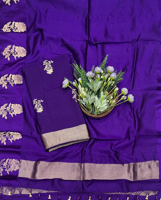 916B Pure Silk Purple Suit Fabric/ CKC Banarasi Edit