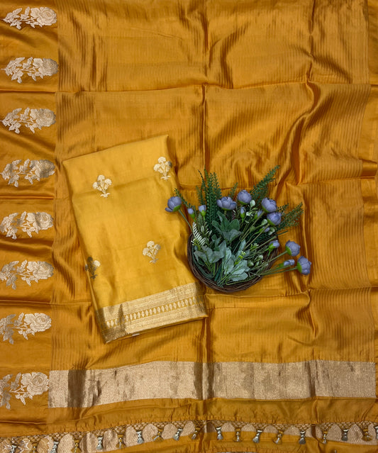 915B Pure Silk Mustard Yellow Suit Fabric/ CKC Banarasi Edit
