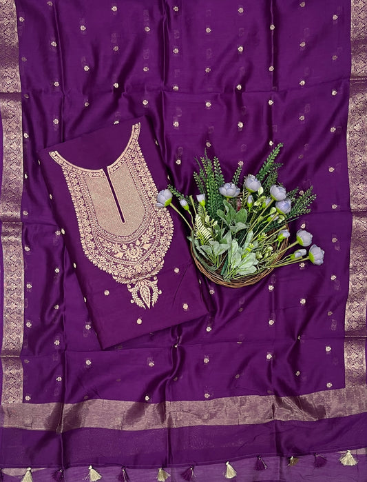 918B Pure Maheshwari Purple Suit Fabric / CKC Maheshwari Suits