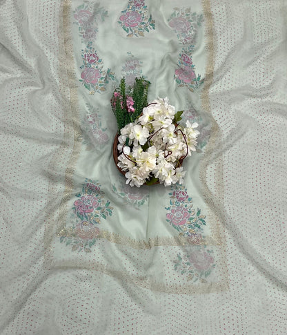 CKC 768 Cotton Dusty Green Suit Fabric / CKC Block Printing Suits