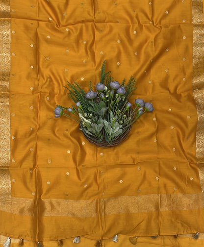 917B Pure Maheshwari Mustard Yellow Suit Fabric / CKC Maheshwari Suits