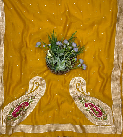 919B Pure Mul Cotton Mustard Yellow Suit Fabric / CKC Mul Cotton