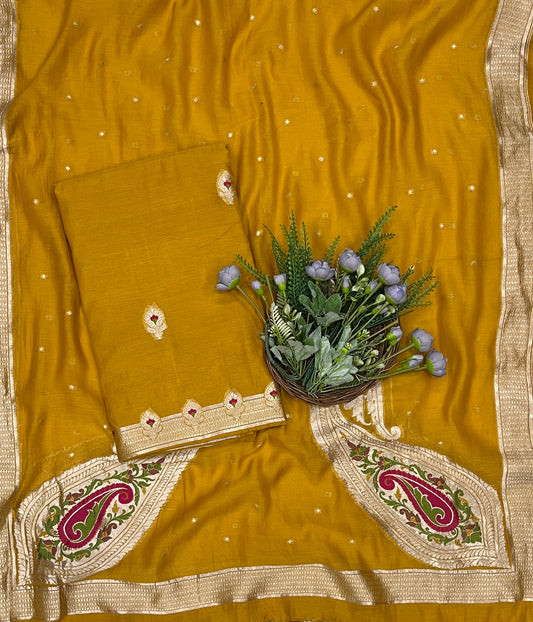 961B Pure Mul Cotton Mustard Yellow Suit Fabric / CKC Mul Cotton