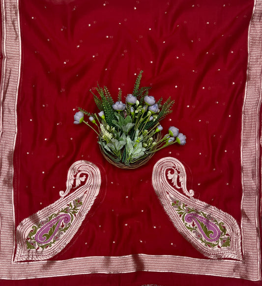 958B Pure Mul Cotton Red Suit Fabric / CKC Mul Cotton