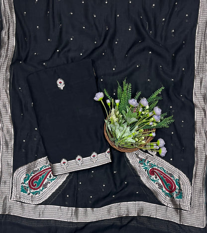 921B Pure Mul Cotton Black Suit Fabric / CKC Mul Cotton