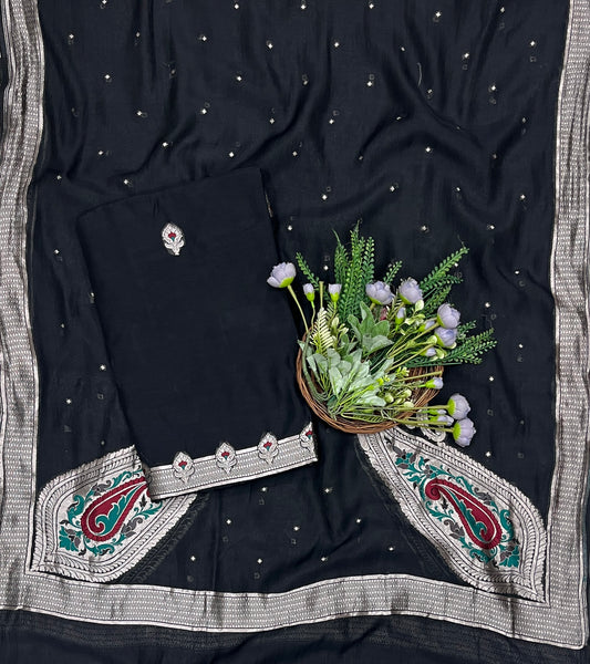 959B Pure Mul Cotton Black Suit Fabric / CKC Mul Cotton