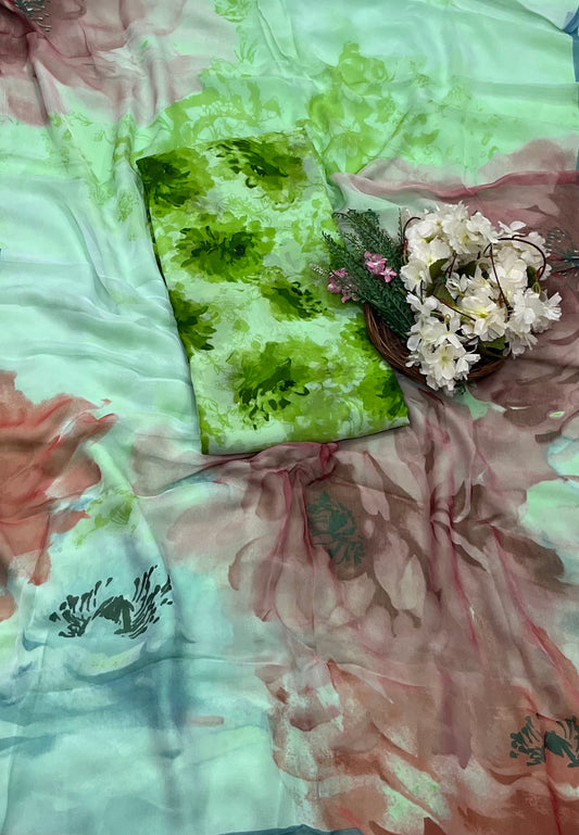 CKC 762 Georgette Green Suit Fabric / CKC Georgette Suits