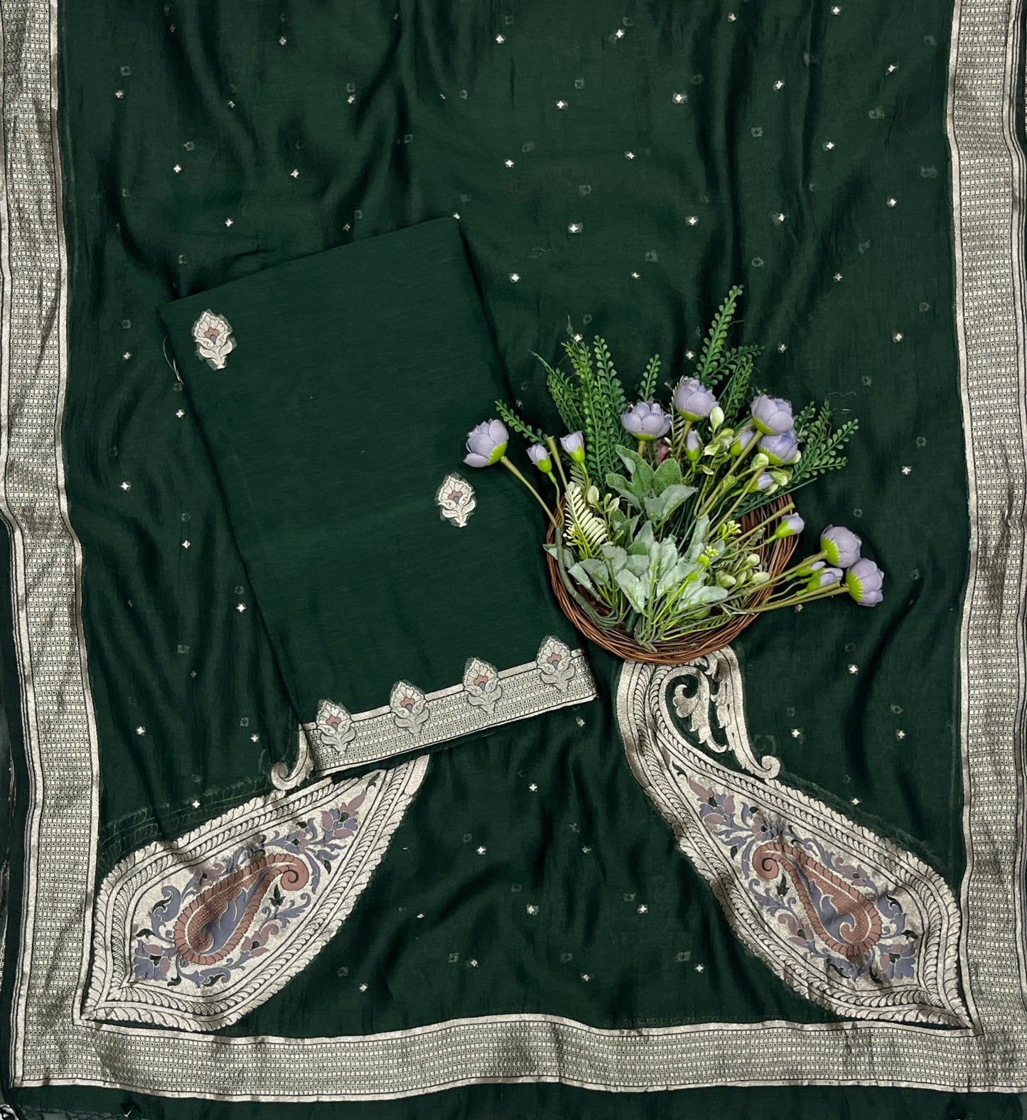 924B Pure Mul Cotton Emerald Green Suit Fabric / CKC Mul Cotton
