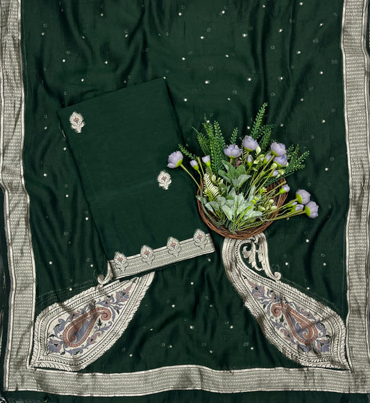 963B Pure Mul Cotton Emerald Green Suit Fabric / CKC Mul Cotton