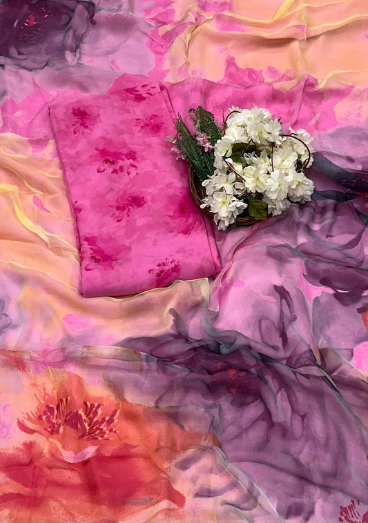CKC 763 Georgette Pink Suit Fabric / CKC Georgette Suits