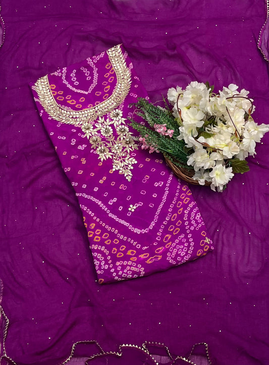 CKC 786 Pure Chinon Crepe Purple Suit Fabric / CKC Jaipuri Suits