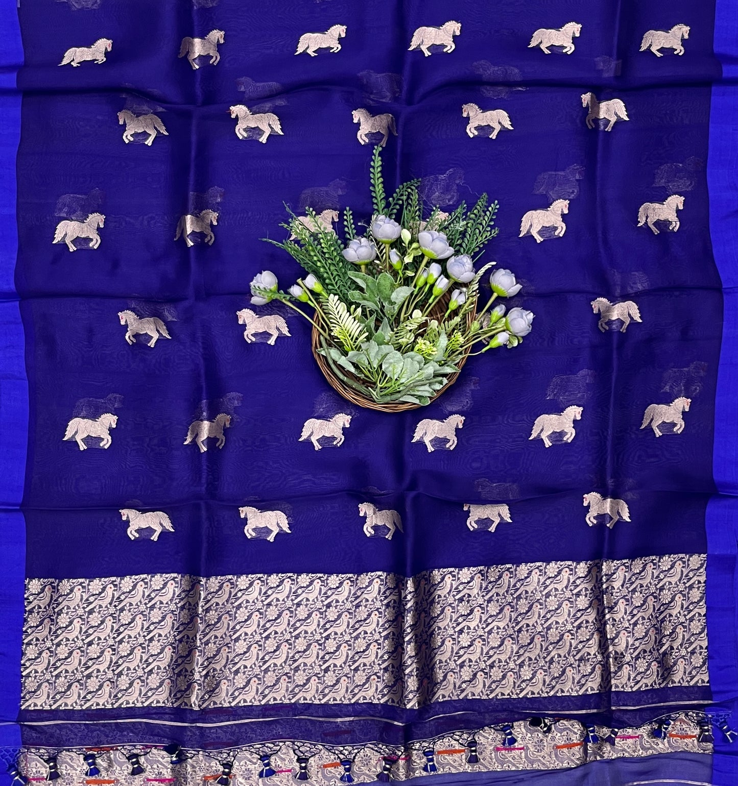 940B Pure Silk Royal Blue Suit Fabric/ CKC Banarasi Edit