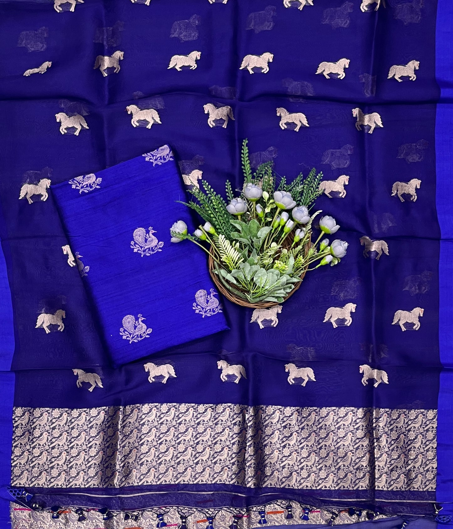 940B Pure Silk Royal Blue Suit Fabric/ CKC Banarasi Edit